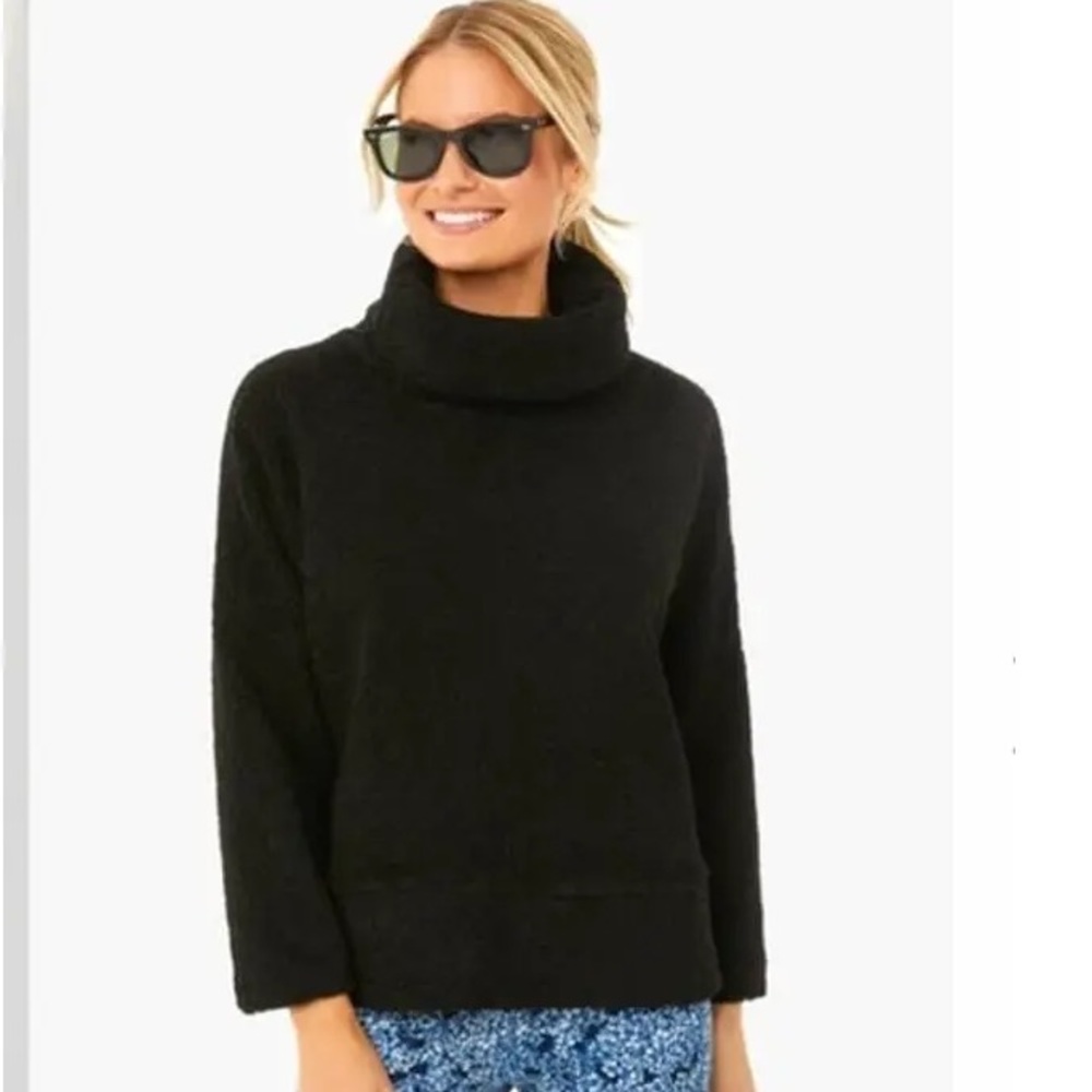 TUCKERNUCK Black Teddy Fleece Rollins Funnel Neck Pullover Sweater Women's Sz M